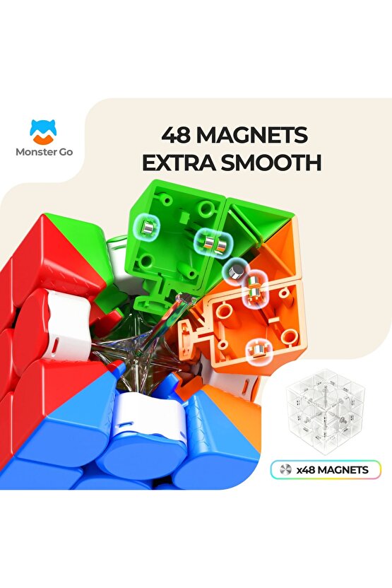 Profesyonel GAN Monster Go Standard 3x3 Manyetik Küp - Zeka Küpü - Akıl Küpü - Monster Küp