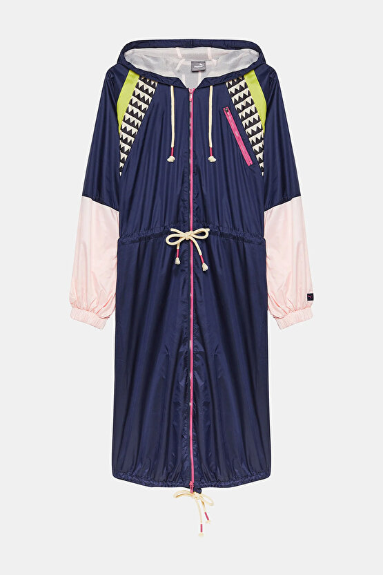 Lemlem Lacivert Desenli Kadın Yağmurluk