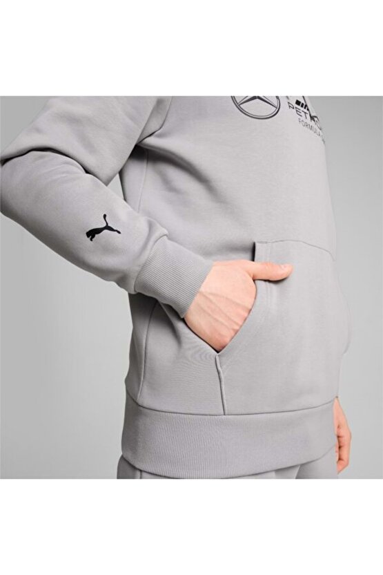 627345 Mercedes MAPF1 ESS Hoodie Erkek Kapüşonlu Sweatshirt GRİ