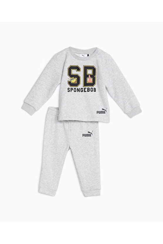 Düz Gri Bebek Eşofman Takımı 62221604 PUMA X SPONGEBOB Crew Jogg