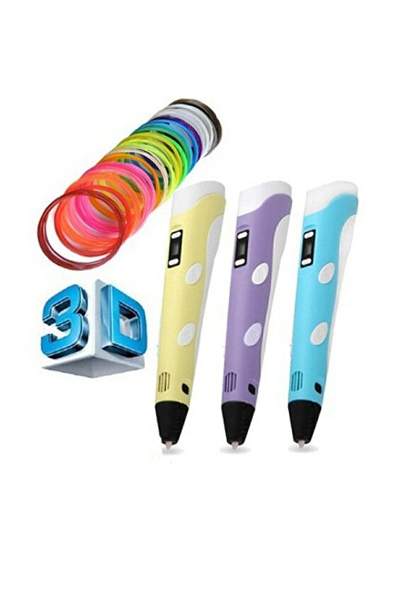 3d Pen - Üç Boyutlu Yazıcı Kalem Printer 3 Renk Filament