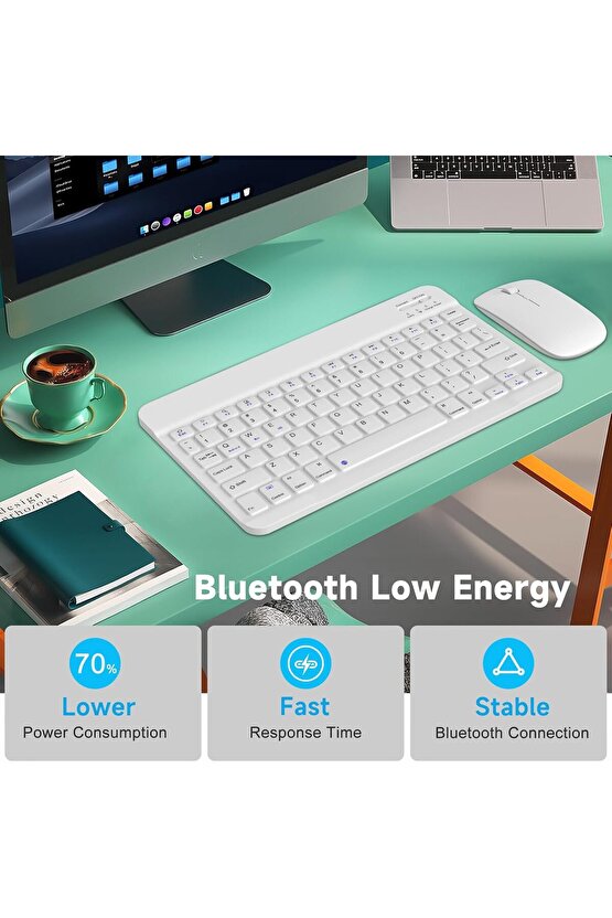 Apple iPad A16 11 Tablet Için Uyumlu Slim Şarjlı Bluetooth Klavye Ve Mouse Seti