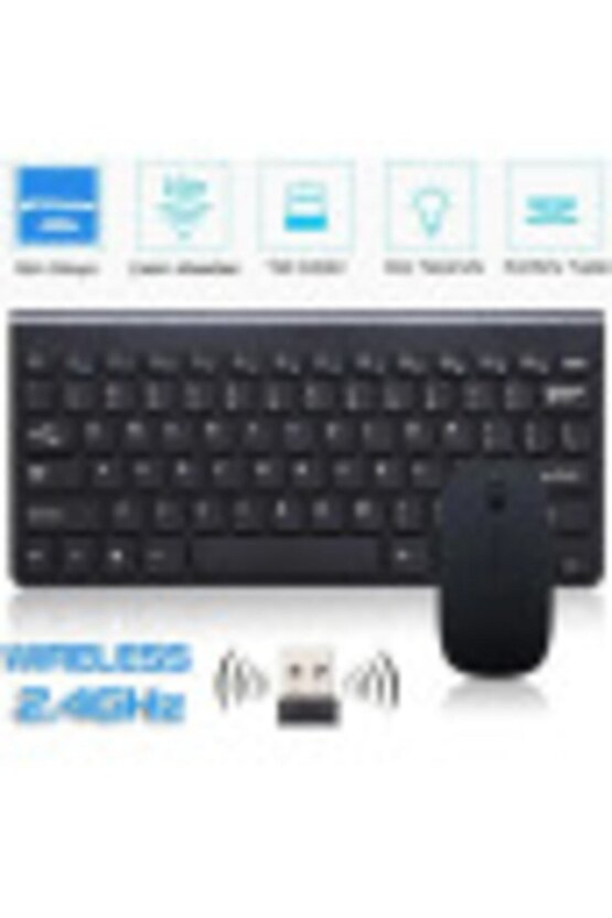 TCL TAB 11 Tablet İçin Uyumlu Kablosuz Taşınabilir Q Klavye Ve Mouse Set Siyah