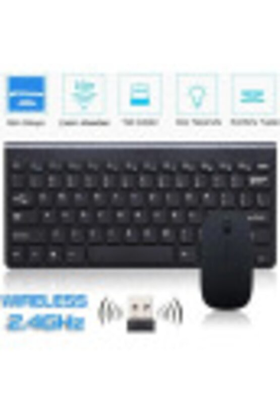 Viewsonic Td1655 Uyumlu Kablosuz Taşınabilir Q Klavye Ve Mouse Set Siyah