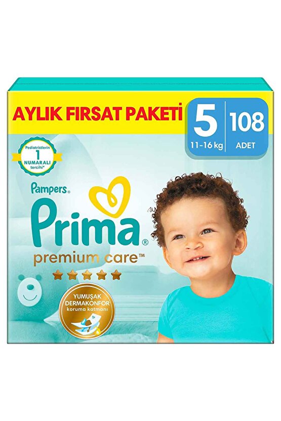 Premium Care, 5 Numara Bebek Bezi , 108 Adet, Aylık Fırsat Paketi