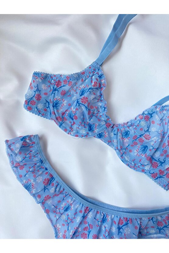 Flower Dream Tül Fırfırlı Bralet Sütyen Takımı