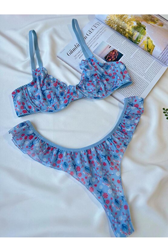 Flower Dream Tül Fırfırlı Bralet Sütyen Takımı