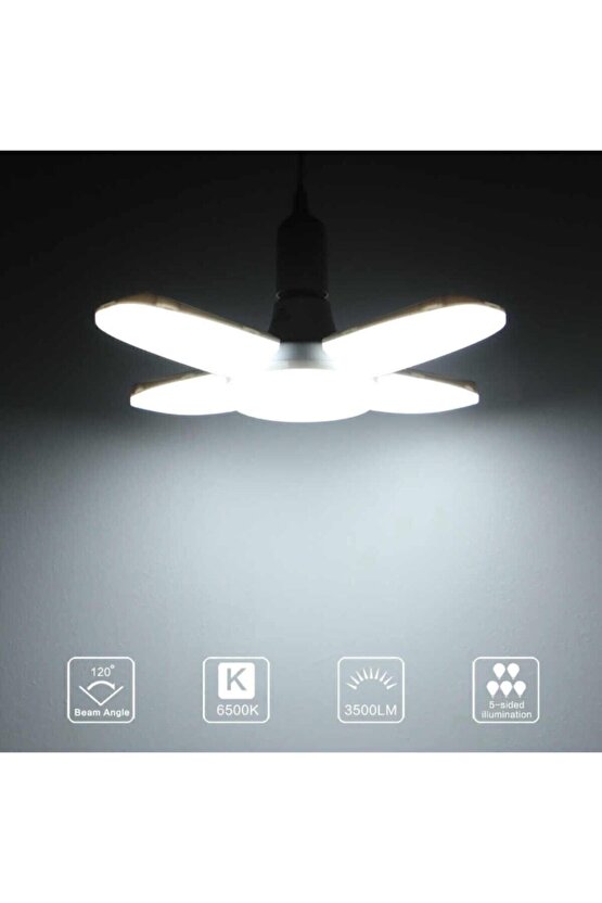 50 Watt - 5.000 Lumen 4 Kollu Katlanır Pervane Led Ampül-tasarruflu(DÖNMEZ!)