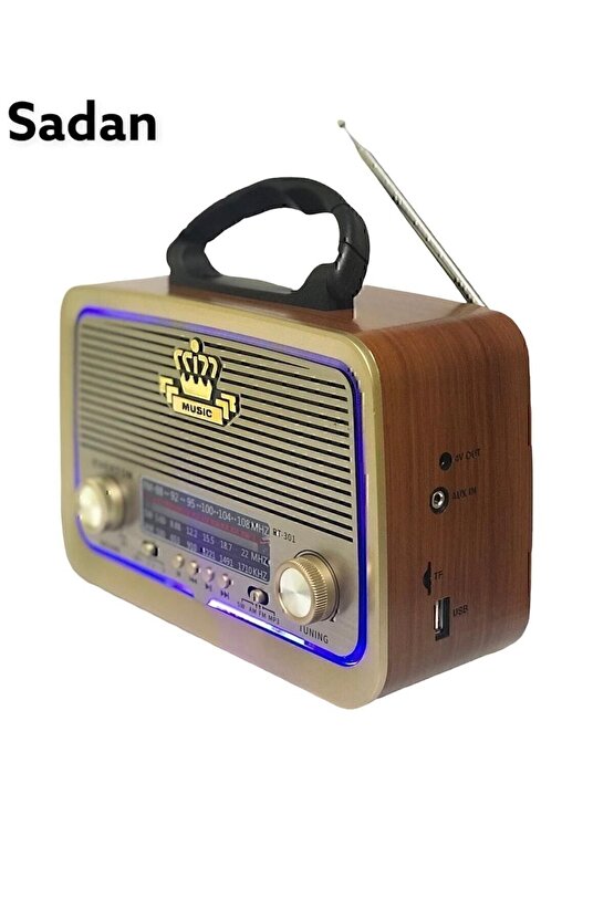 Vintage Rt-301 Nostalji Bluetooth Şarjlı Radyo Usb Sd Mp3 Player