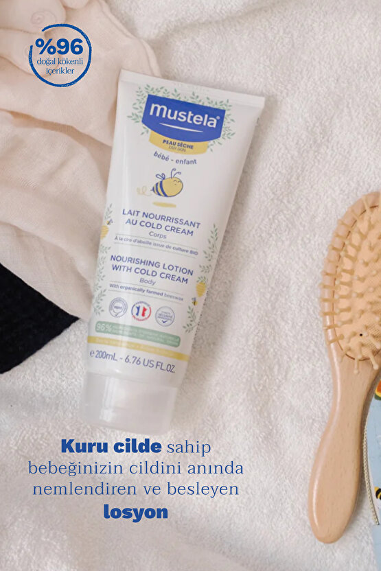 %96 Doğal Içerikli Kuru Cilt Cold Cream Içeren Besleyici Nemlendirici Vücut Losyon Bebek Çocuk 200ml