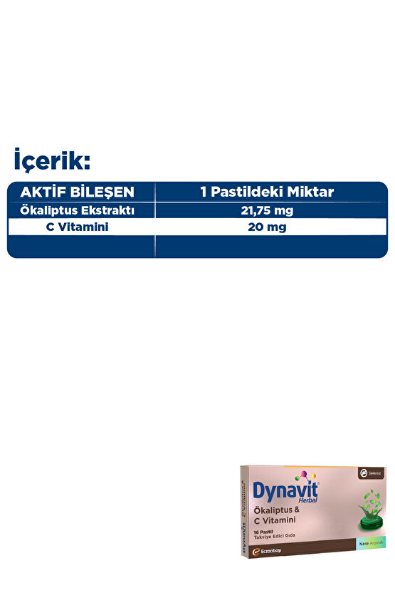Herbal Ökaliptus & C Vitamini 16 Pastil - Bağışıklık - Ökaliptus, C Vitamini