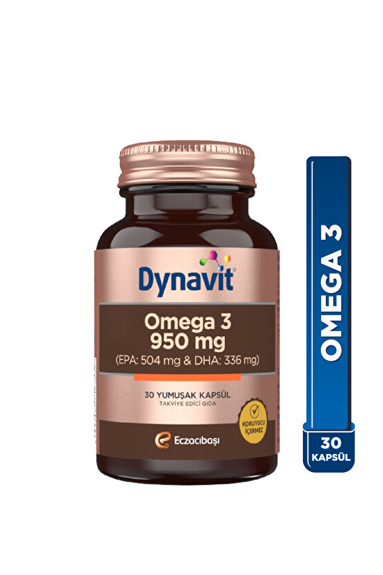 Omega 3 950 mg 30 Yumuşak Kapsül - Yüksek EPA & DHA - 1400mg Balık Yağı