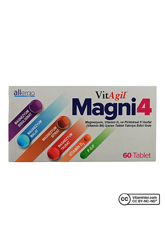 Vitagil Magni4 Magnezyum Vitamin D3 P5p 60 Tablet - Aromasız