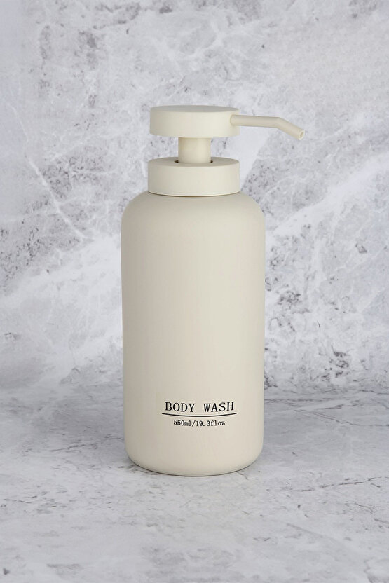 Body Wash Şişesi – 550 ml, Minimalist Tasarım, Pompalı Sıvı Sabun & Duş Jeli Dispenseri
