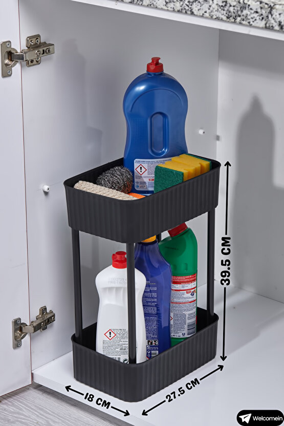 EASY 2 KATLI ÇOK AMAÇLI RAF BANYO VE MUTFAK ORGANİZER DÜZENLEYİCİ (Tekerleksiz) Çift Katlı