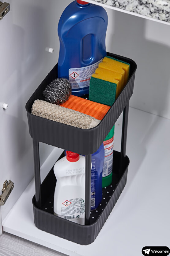 EASY 2 KATLI ÇOK AMAÇLI RAF BANYO VE MUTFAK ORGANİZER DÜZENLEYİCİ (Tekerleksiz) Çift Katlı