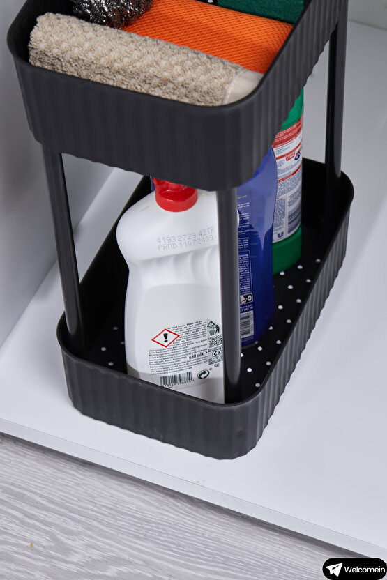 EASY 2 KATLI ÇOK AMAÇLI RAF BANYO VE MUTFAK ORGANİZER DÜZENLEYİCİ (Tekerleksiz) Çift Katlı