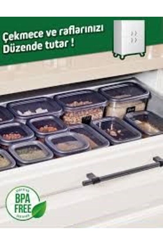 1700 ml 12 Set Jumbo Boy Kırılmaz Bakliyat Saklama Kabı