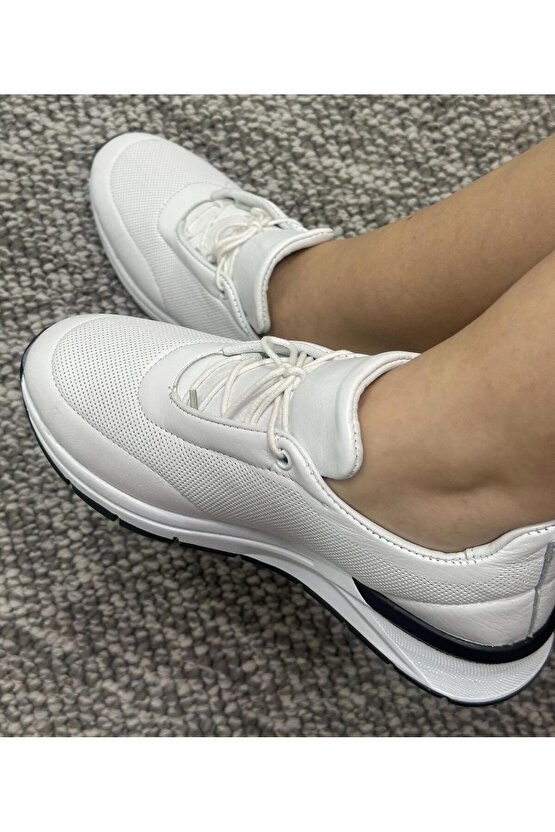hakiki deri kadın yumuşak derili içi yumuşak taban beyaz spor ayakkabı