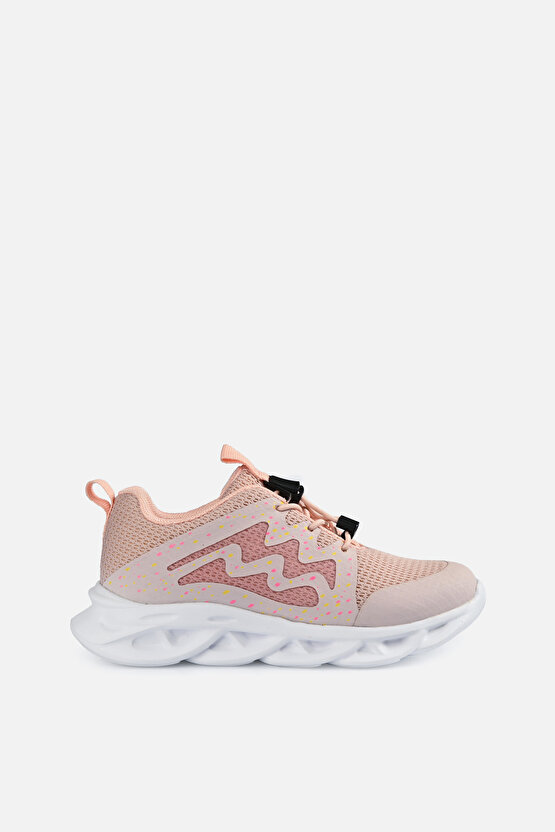 Hyper Desenli Kız Çocuk Pudra Spor Ayakkabı