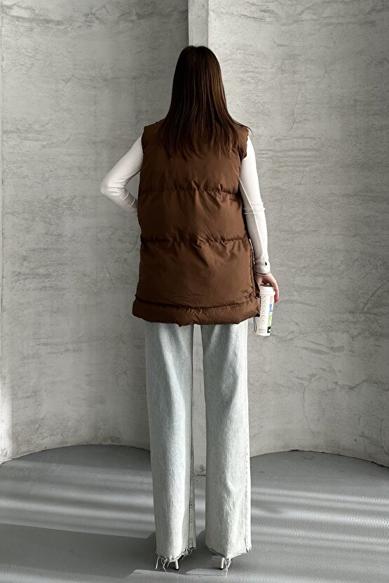 Kadın Şişme Yelek - Cepli Fermuarlı Günlük Şişme Yelek