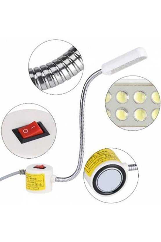 Spiral Dikiş Makinası Lambası Mıknatıslı 10 Ledli