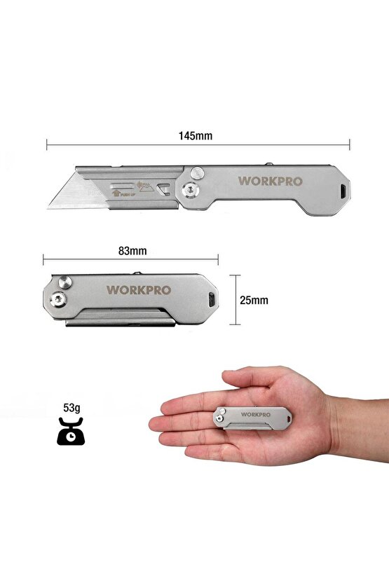 WP211016 Paslanmaz Çelik Gövde Katlanır Rötuş Maket Bıçağı