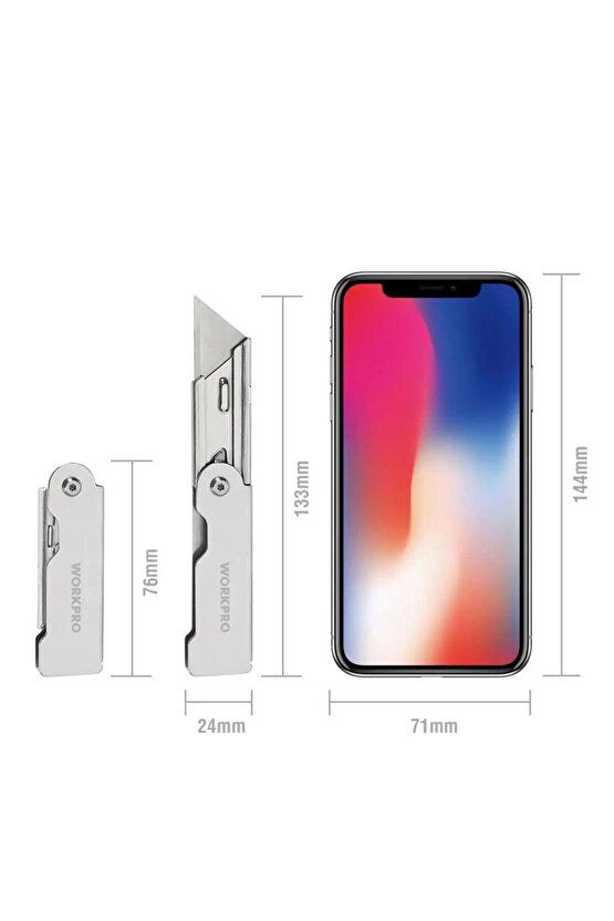 WP211016 Paslanmaz Çelik Gövde Katlanır Rötuş Maket Bıçağı