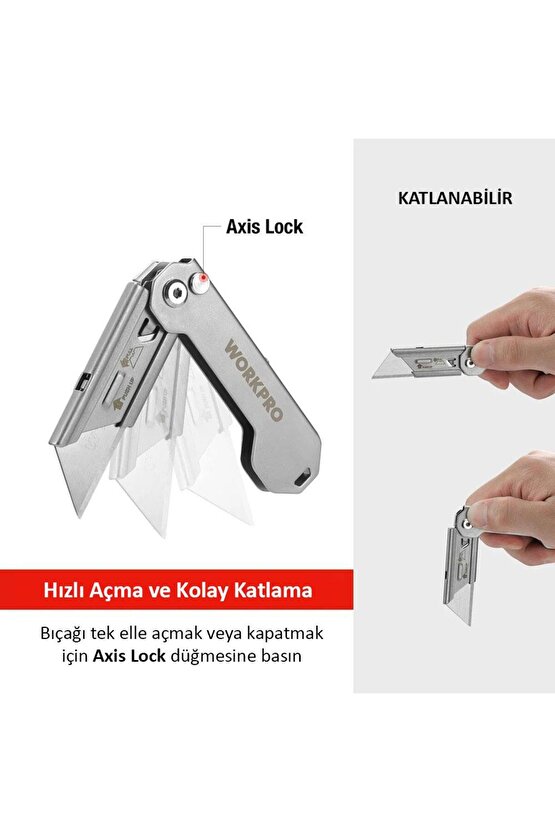 WP211016 Paslanmaz Çelik Gövde Katlanır Rötuş Maket Bıçağı
