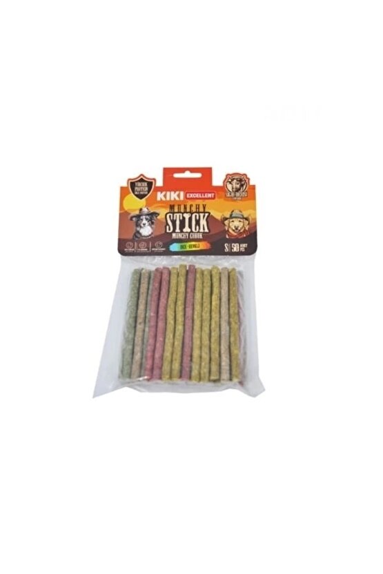 İnce Munchy Sığır Derisinden Çubuk Kemik Köpek Ödülü 50 Adet Renkli