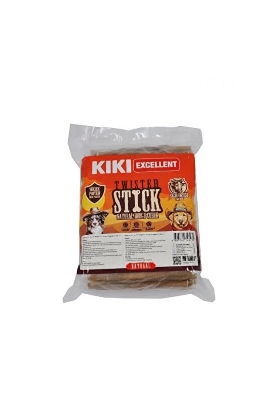 Kiki Excellent Sığır Derisinden Naturel Burgu Çubuk Kemik Köpek Ödülü 100 Adet
