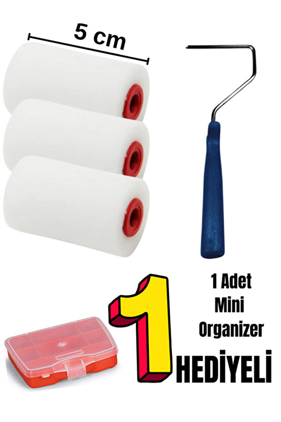 3 Adet 5cm Sünger Rulo 1 Adet Rulo Sapı | Mini Organizer Hediyeli