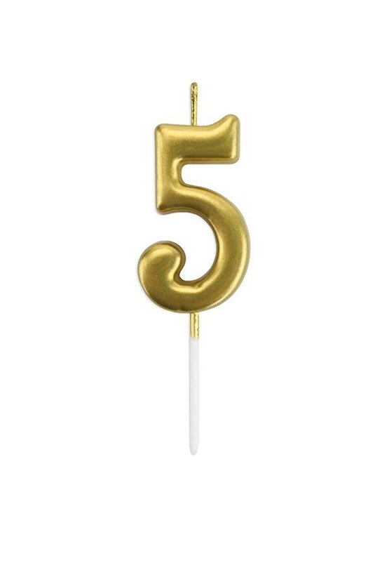 5 Yaş Rakam Mum Gold ve Gümüş Renk Seçenekli Doğum Günü Pasta Mumu