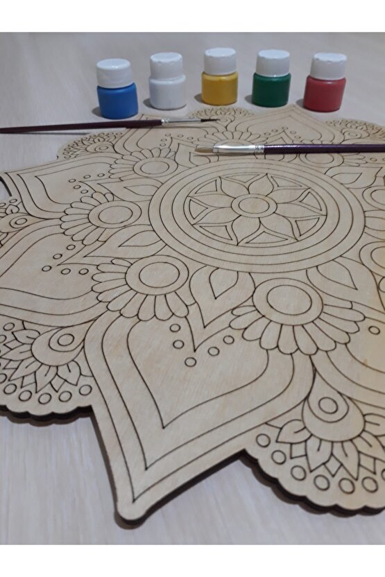 Hediyeli Ahşap Mandala Boyama Seti