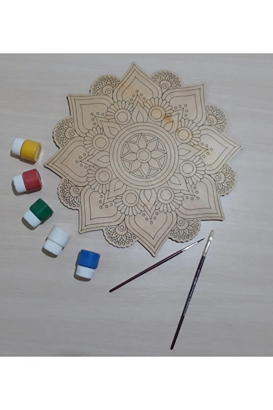 Hediyeli Ahşap Mandala Boyama Seti