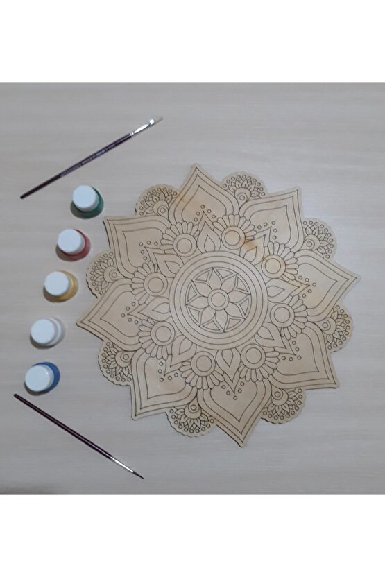 Hediyeli Ahşap Mandala Boyama Seti