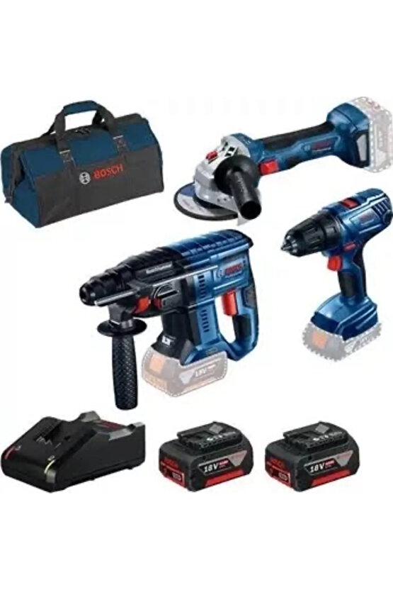 Gsr18v-50şarjlı Vidalama Gws180şarjlı Taşlama Gbh180 Şarjlı Kırıcıdelici 2x4ah Akü1xdolm Cihaz