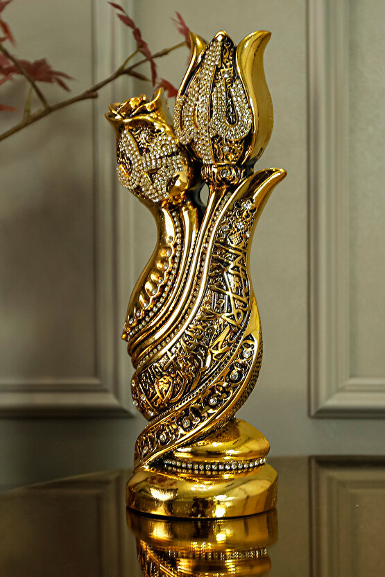 HEDİYELİK BİBLO LÜKS AVANGARD FİGÜR KELİME-İ TEVHİD İŞLEMELİ ALLAH MUHAMMED DEKORATİF SÜS OBJE