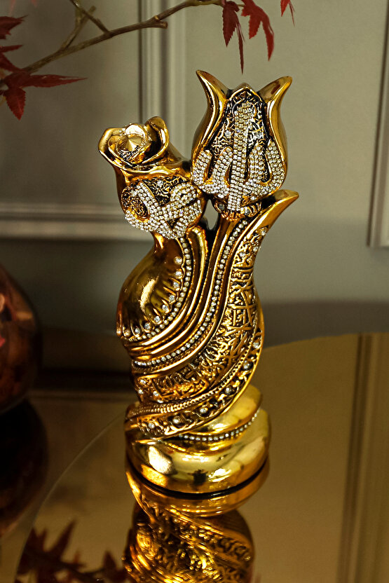 HEDİYELİK BİBLO LÜKS AVANGARD FİGÜR KELİME-İ TEVHİD İŞLEMELİ ALLAH MUHAMMED DEKORATİF SÜS OBJE