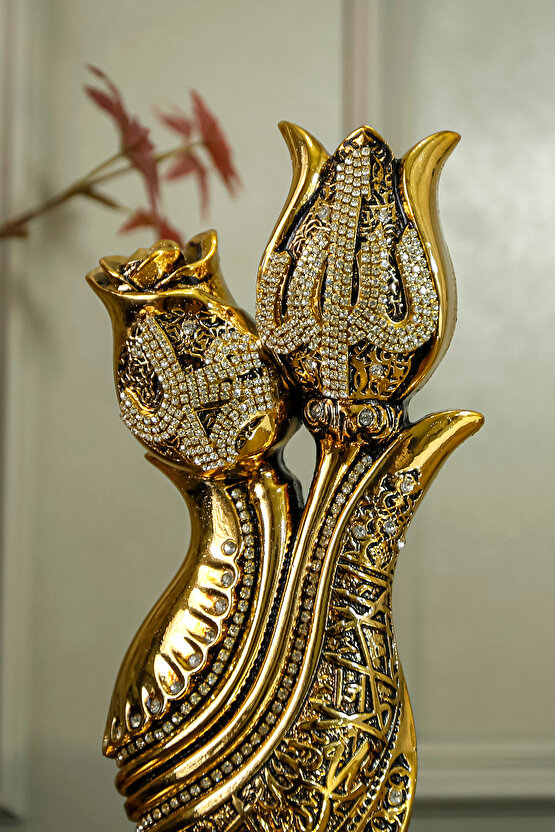 HEDİYELİK BİBLO LÜKS AVANGARD FİGÜR KELİME-İ TEVHİD İŞLEMELİ ALLAH MUHAMMED DEKORATİF SÜS OBJE