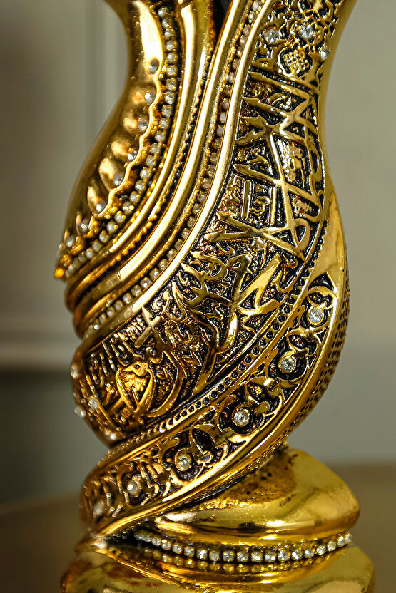 HEDİYELİK BİBLO LÜKS AVANGARD FİGÜR KELİME-İ TEVHİD İŞLEMELİ ALLAH MUHAMMED DEKORATİF SÜS OBJE