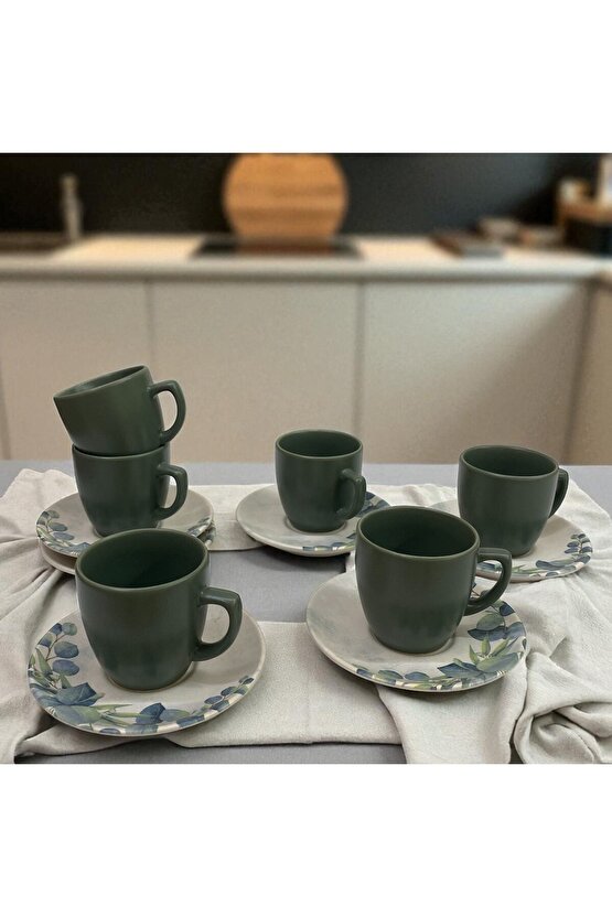 Okaliptus Kahve Fincan Takımı 12 Parça 6 Kişilik
