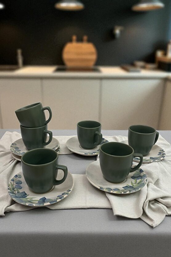 Okaliptus Kahve Fincan Takımı 12 Parça 6 Kişilik