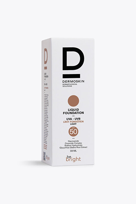 Be Bright Likit Fondöten Light SPF50+ | UVA&UVB Güneş Koruyucu | Yüksek Kapatıcı Fondöten | 33 ml