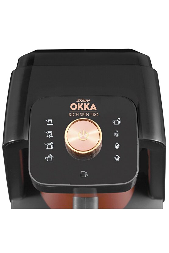 Okka Rich Spin Pro Çelik Cezveli Közde Sütlü Türk Kahve Makinesi 5 Fincan Kapasiteli Bakır - OK0020
