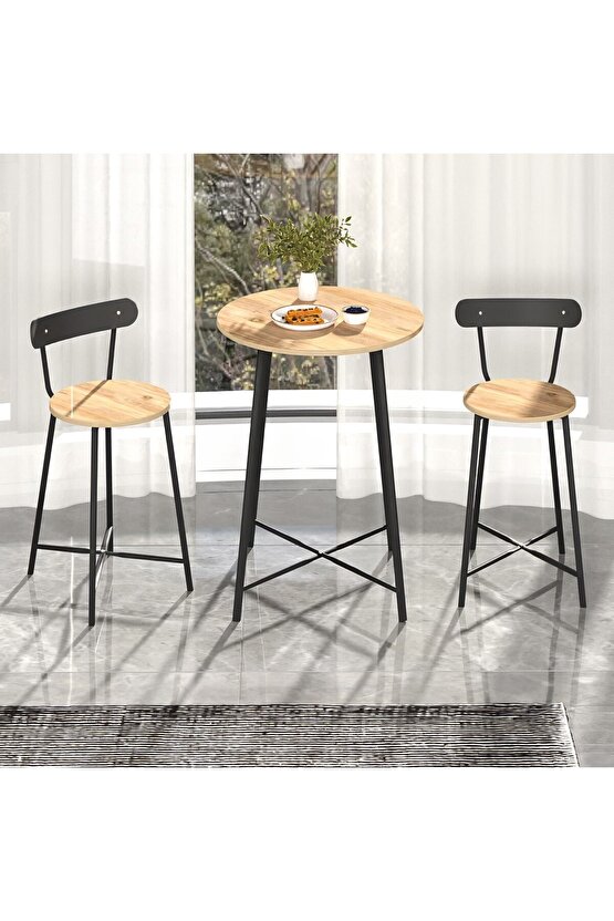 Mutfak Oval 2 Kişilik Bar Yemek Masası Çam 1515