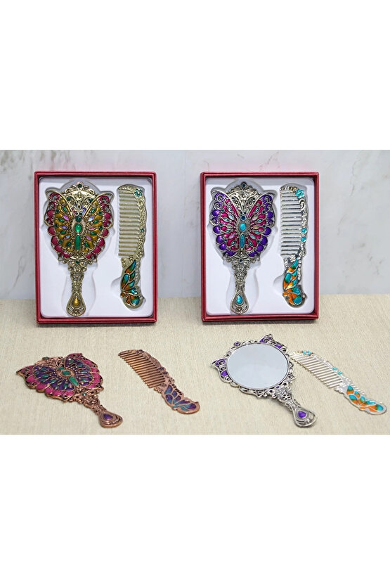 Kelebek Ayna Ve Tarak Seti Küçük Boy Alk4992