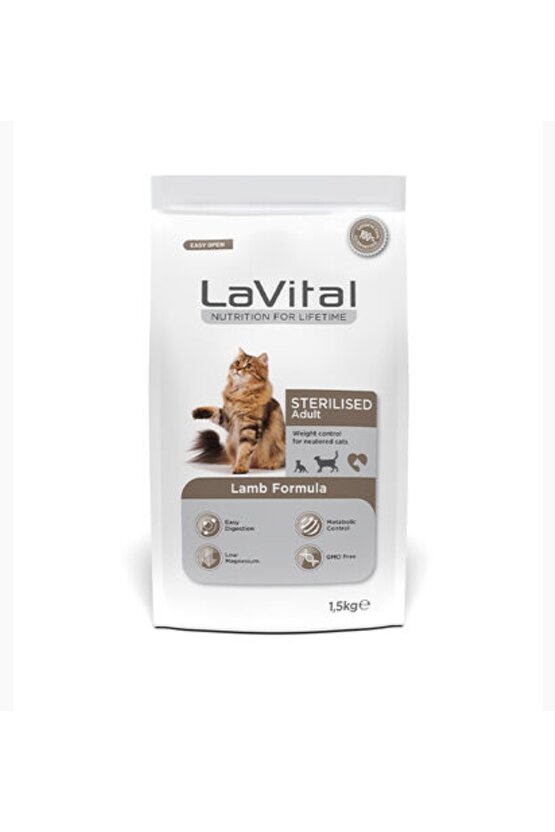 LaVital Kısırlaştırılmış Kuru Kedi Maması (Sensitive adult) Kuzu Etli 1,5Kg
