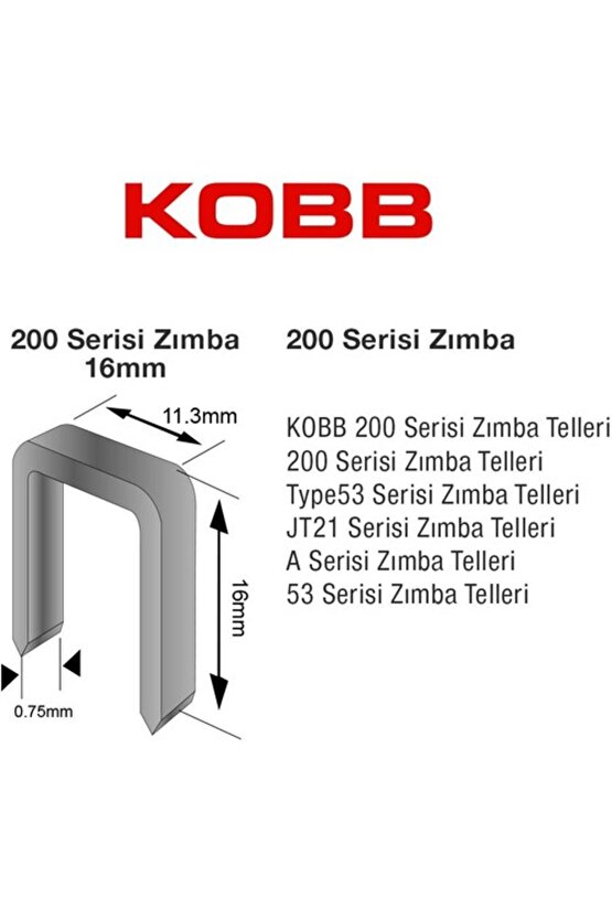 KBZ216 16mm 2500 Adet 200 Serisi Ağır Hizmet Tipi Zımba Teli