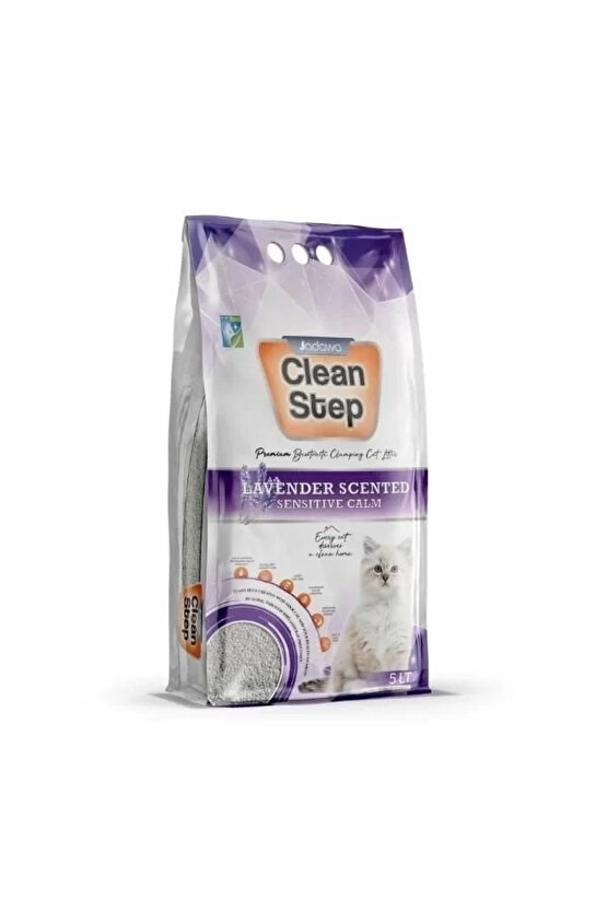 Clean Step Aktif Karbonlu Lavanta Kokulu İnce Taneli Topaklanan Bentonit Kedi Kumu 5 Lt